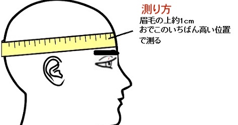 ヘルメットの頭のサイズの測り方